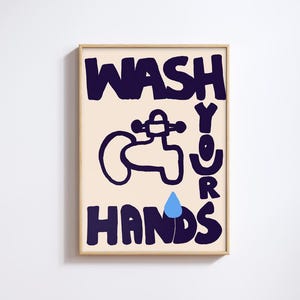 Playful “Wash Your Hands” Poster | Bathroom Wall Art | Instant Download
