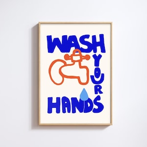 Bright & Playful “Wash Your Hands” Printable Wall Art | Bathroom Wall Art | Instant Download