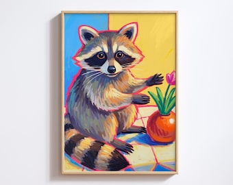 アライグマの子供部屋用ウォールアート、印刷可能な森の動物の飾り