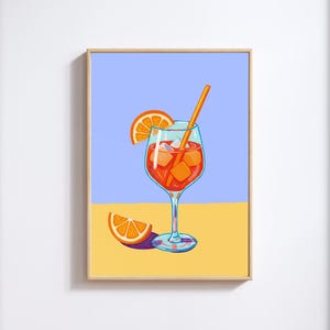 Vibrant Aperol Spritz Art Print | Orange Cocktail Wall Decor | Modern Bar Cart Art | Digital Download Kitchen & Dining