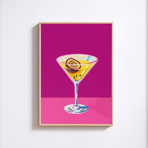 Exotic Passionfruit Martini Art Print | Tropical Cocktail Wall Decor | Vibrant Bar Cart Art | Digital Download for Kitchen & Lounge