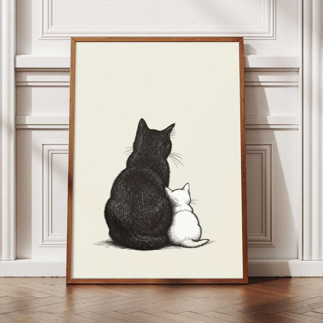 Black White Cat Poster Printed Sketch Art Kids Room Decor Nursery black-white-cat-poster-printed-sketch-art-kids-room-decor-nursery