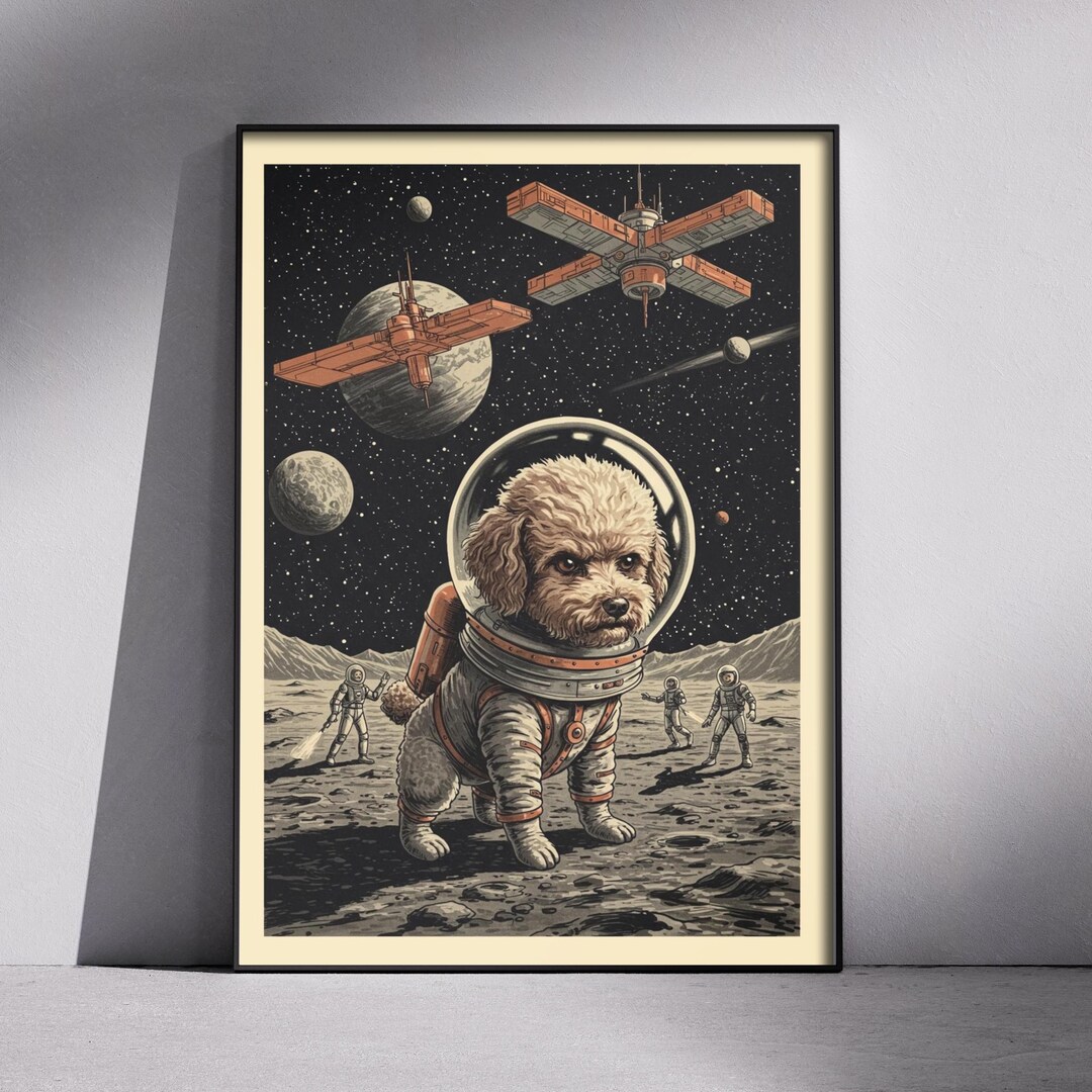 Poodle Poster I Print, Dog in Space Poster, Children's Room Bedroom ...