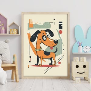 Póster de perro impreso, habitación infantil, póster infantil de perro, póster para habitación infantil, dormitorio, ilustración, gráfico, póster de perro, idea de regalo