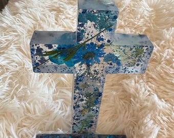 Handmade Resin Cross with Real Dried Flowers & Scripture Cards