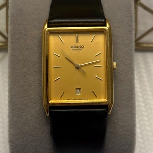 Vintage herrklocka Seiko Tank – guldfärgad urtavla | Klassisk minimalistisk