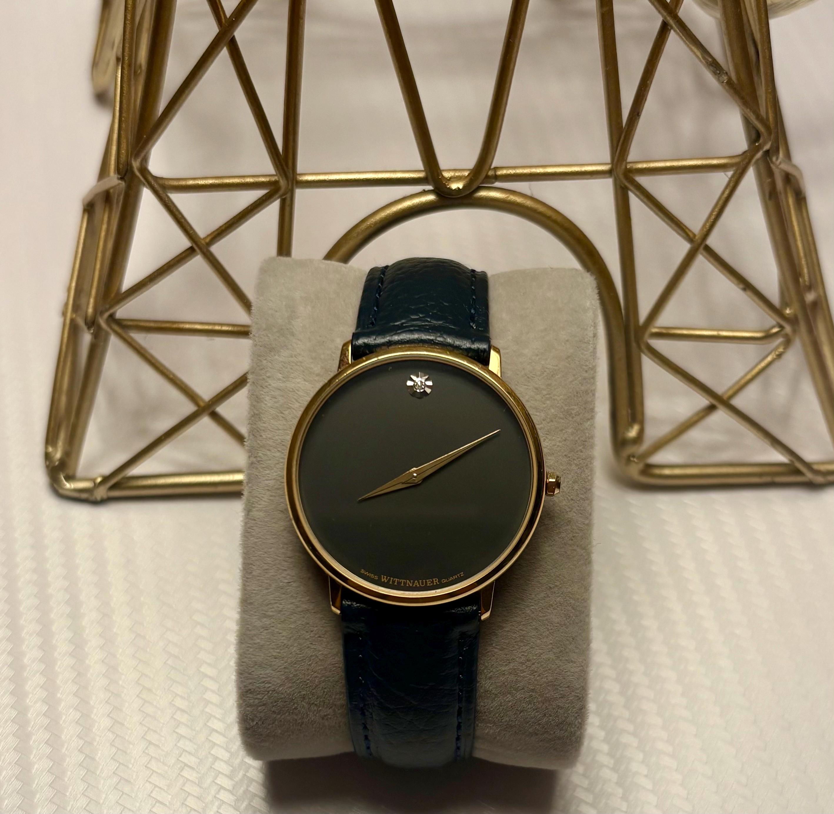 Whittnaur Mineron Crystal Gold Watch W/Lizard Leather Band - NEW W/TAGS Wittnauer Women main image 3