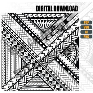 May include: Black and white digital download graphic with geometric patterns. The design features diagonal lines, triangles, and various shapes, creating a complex and detailed artwork. The text "DIGITAL DOWNLOAD" is at the top.