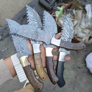 Handmade Damascus Tracker Knife: Pakka Wood Handle, Leather Sheath