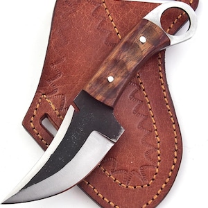 Hand Forged Bushcraft Knife: Rosewood Handle, High Carbon Steel Blade