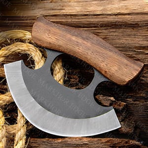 Cuchillo Ulu hecho a mano con funda / Cuchillo estilo Alaska / Cuchillo de cocina de acero inoxidable / Cuchillo para acampar / Cuchillo de monte / Aire libre / Regalo para hombres / Ella