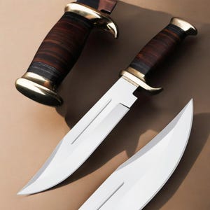 Custom D2 Steel Bowie Knife: Leather Sheath, Crocodile Dundee Style