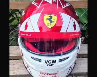 Charles Leclerc Monaco GP 2024 Helmet Replica | Ferrari F1 Inspired Display Helmet | Handmade Racing Collectible