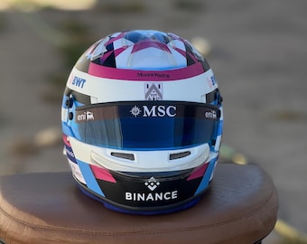 Franco Colapinto 2025 Helmet. Pink and Black Geometric Style | F1 Inspired Design | Handmade | Decoration or Collection
