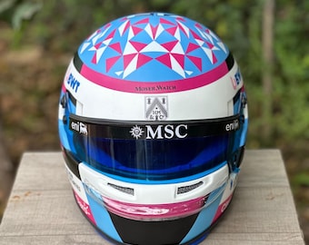 Franco Colapinto 2026 Geometric Racing Helmet, Blue/Pink - Premium Modern Design