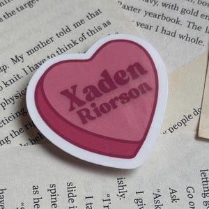 Xaden Riorson Candy Heart Sticker | Fourth Wing Name Heart | Kindle E-reader Sticker for Bookish Readers | Reader Gifts and Accessories