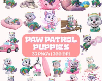Paw-ty, Puppies Watercolor Clipart: 33 Handmade PNG Files (Digital Download)