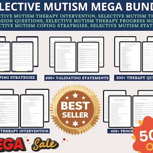Megabundel selectieve mutismetherapie | Counseling op selectief mutisme, geestelijke gezondheid, sessievragen, interventies, voortgangsnotities, tool