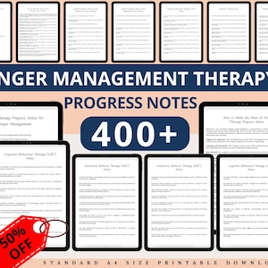 Therapy Progress Note Statements | Anger | Psychotherapy Notes | Progress Note Statements | Progress Note Template | Therapy Tool | PDF