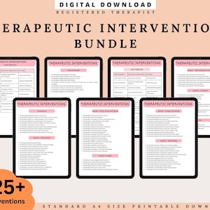 Therapeutic Interventions List for Therapists, Reference for Progress Notes, PDF, Printable, Social Workers, Psychiatrists, Mental Health