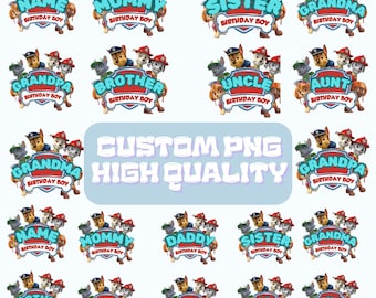 Personalized Paw-ty Birthday PNG Design Bundles: Matching Family (Digital Download)