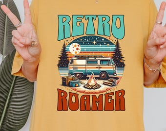 Retro Roamer T-shirt, Comfort Colors Tee, Vintage Van Camping Shirt, Campers Tshirt, Van Life Adventure Shirt, Campfire & Van Adventure Tee