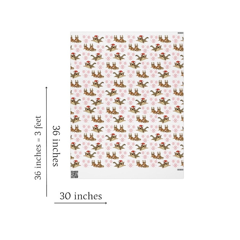 May include: A white blanket with a repeating pattern of brown dogs wearing Santa hats and red snowflakes. The blanket measures 30 inches wide and 36 inches long.