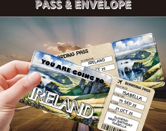Surprise Ireland Trip Ticket | Editable Boarding Pass Gift (PDF)