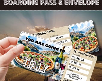 Surprise Italy Trip Ticket | Editable Boarding Pass Gift (Digital)