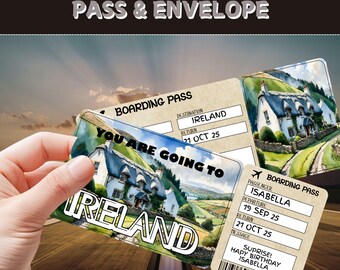 Surprise Ireland Trip Ticket | Editable Boarding Pass (Digital Download)
