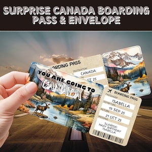 Surprise Trip Ticket to Canada | Editable Boarding Pass Gift | Custom Travel Voucher | Vacation Reveal Gift | Birthday Adventure Ticket