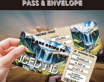 Iceland Surprise Trip Ticket | Editable Boarding Pass (Digital Download)