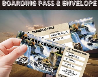 Niagara Falls Surprise Trip Ticket | Editable Boarding Pass (Digital Download)