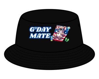 G'DAY MATE KOALA Sun-Loving Koala Bucket Hat, Cute Animal Beach Hat, Summer Fun Cap, Tropical Vacation Accessory, Sunbathing Koala Headwear