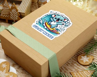 G'DAY MATE AUSSIE Koala Vinyl Sticker, gift Idea, Product label, Koala Lover, Australian Souvenir, cure Animal Sticker,