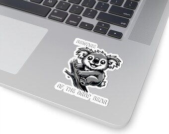 BEWARE DROP BEAR, Koala Vinyl Sticker, gift Idea, Product label, Koala Lover, Australian Souvenir, cure Animal Sticker,