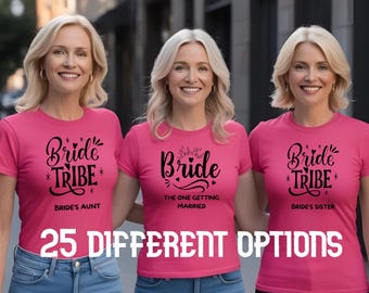 BRIDAL/HENS UNIQUE Pink Custom T-shirt, All Family and Friends, Personalized Shirt, Customized Top, Wedding Party Custom Tops, T-shirt