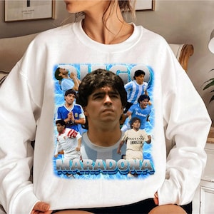Diego Maradona Argentina Bootleg Design Sweatshirt, Football Sweatshirt, Maradona Sweatshirt, Argentina, Barcelona, Napoli,  Gift for Him