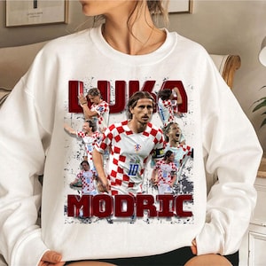 Luka Modric Croatia Bootleg Design Sweatshirt, Football Sweatshirt, Modric Sweatshirt Real Madrid, Croatia, Gift for Him