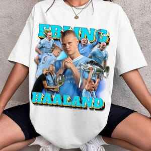 Erling Haaland Bootleg Design T-shirt, Football T-shirt, Haaland T-shirt, Manchester City, Norway