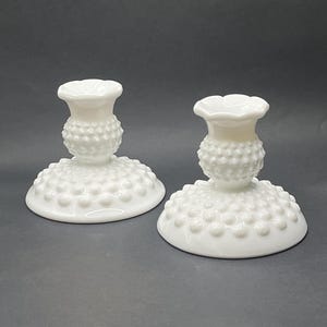 Candlestick Holder Milk Glass Vintage Hobnail Fenton Candle Stick Holder Decor Gift for Her Gift for Mom Midcentury Mid-Century Taper Candle