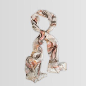 Silk Scarf Chiffon Scarf Sweet Morning White Natural Gift with hand-rolled edges | 100% silk | Medium size silk scarf