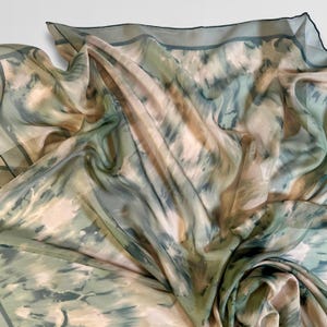 Silk Scarf Chiffon Scarf Ghost Natural Gift with hand-rolled edges | 100% silk | Large size silk scarf
