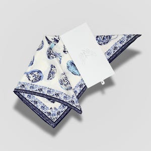 Natural Silk Scarf Twill Scarf Early Dynasty with hand-rolled edges | 100% silk | Small size silk scarf