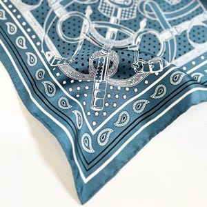 Bandana pattern Natural Silk Scarf Twill Taste of Life with hand-rolled edges | 100% silk | Small size silk scarf