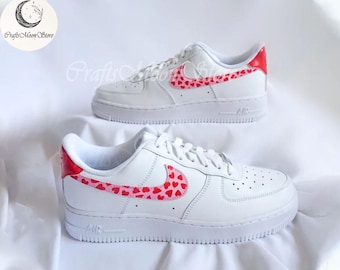 Sneakers Air Force 1 personalizzate con cuore rosa per San Valentino, dipinte a mano, regalo di San Valentino, scarpe personalizzate