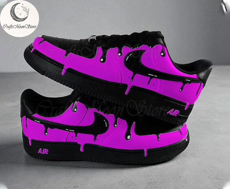 Custom Af1 Color Custom Blue Drip Air Force 1 Sneakers, Hand Painted Drip AF1 ...