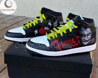 Zapatillas JD1 personalizadas "Why so Serious", Air Jordan 1 pintadas a mano, zapatos personalizados