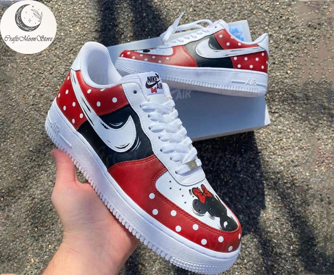 Custom Mouse Red White AF1 Sneakers, Air Force 1 Hand-painted ...