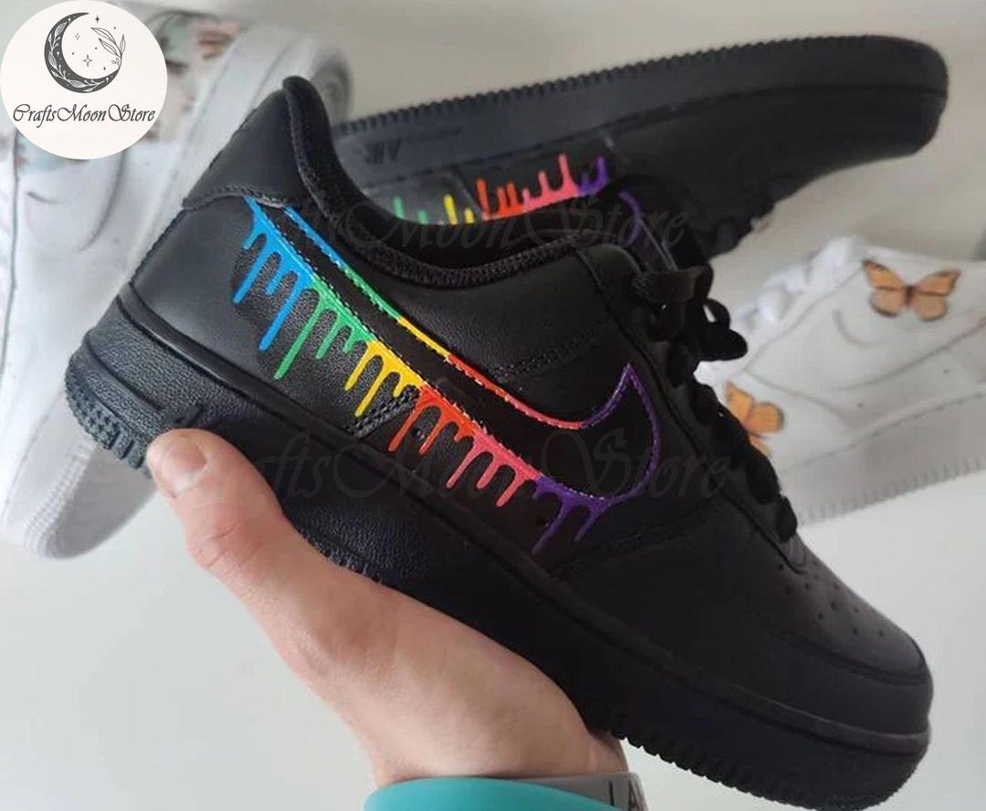 Custom Af1 Color Custom Rainbow Drip Air Force 1 Sneakers, Hand-painted Color AF1 ...